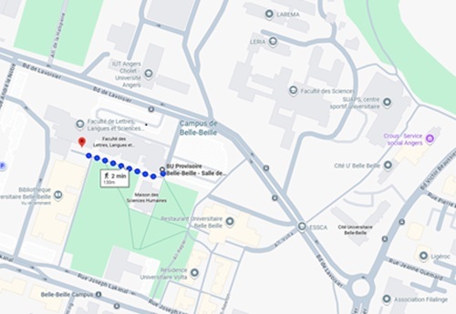 Accès bibliothèque Belle-Beille et BU Provisoire - lien cliqauble vers Google maps